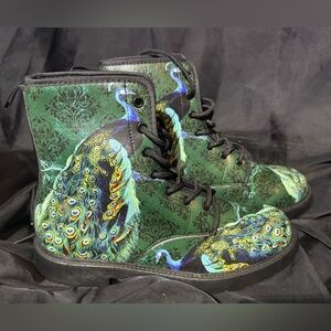 Cute unique peacock combat boots.